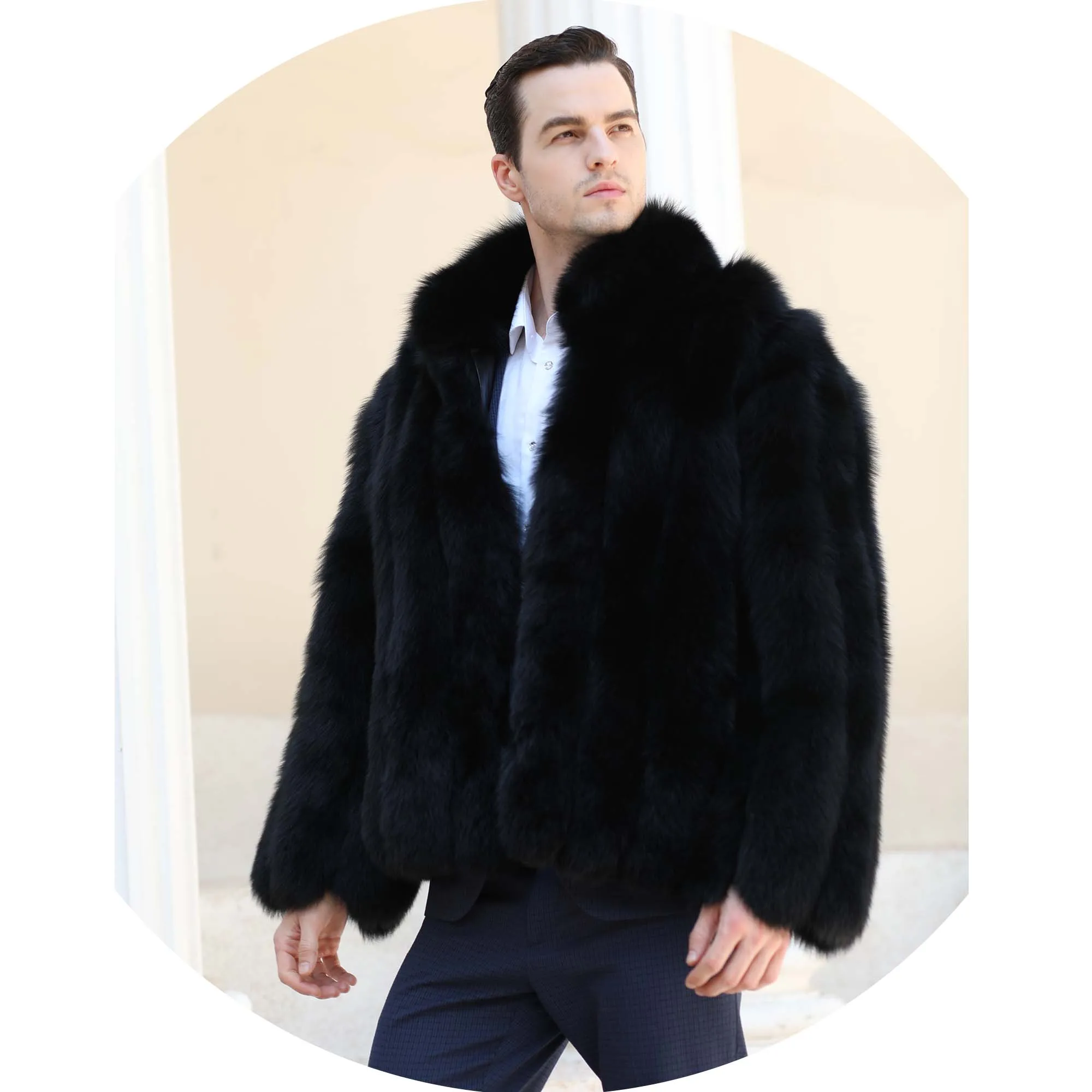 Daily Wear Street Shopping Coat Wholesale Winter Man Real Fox Fur Jacket