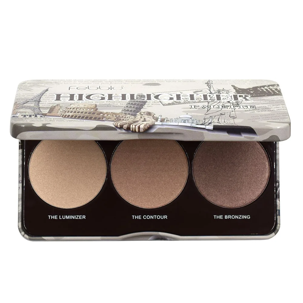 
Private Label 3 Colors Highlight Bronzer Contour Pallet Face Makeup Pallet Pressed Powder Customized LOGO 