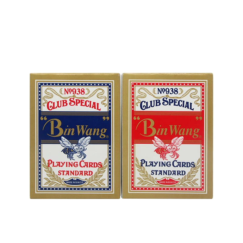Bin Wang 938 Playing Cards Standard Blue Core Paper Club Special Plastic Coated Casino Quality Playing Cards Poker Wholesale