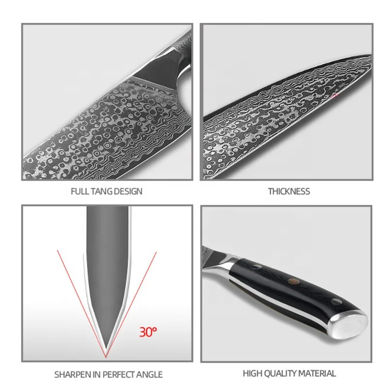 Gyuto Series - 7.5 Inch Damascus Steel Chef Knife VG10 67 Layers Kitchen Chef Knife with Pakka Wood Handle