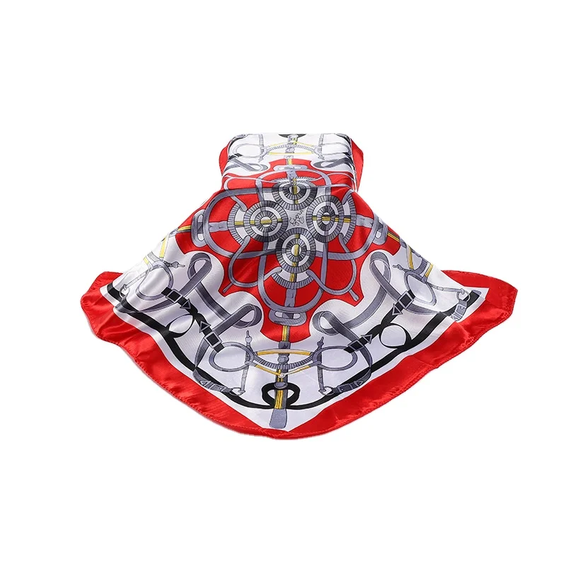 Wholesale Summer Women Retro Cashew Scarf Soft Floral Printed Square Custom Head Wrap Fashion New Leopard Satin Silk Scarf