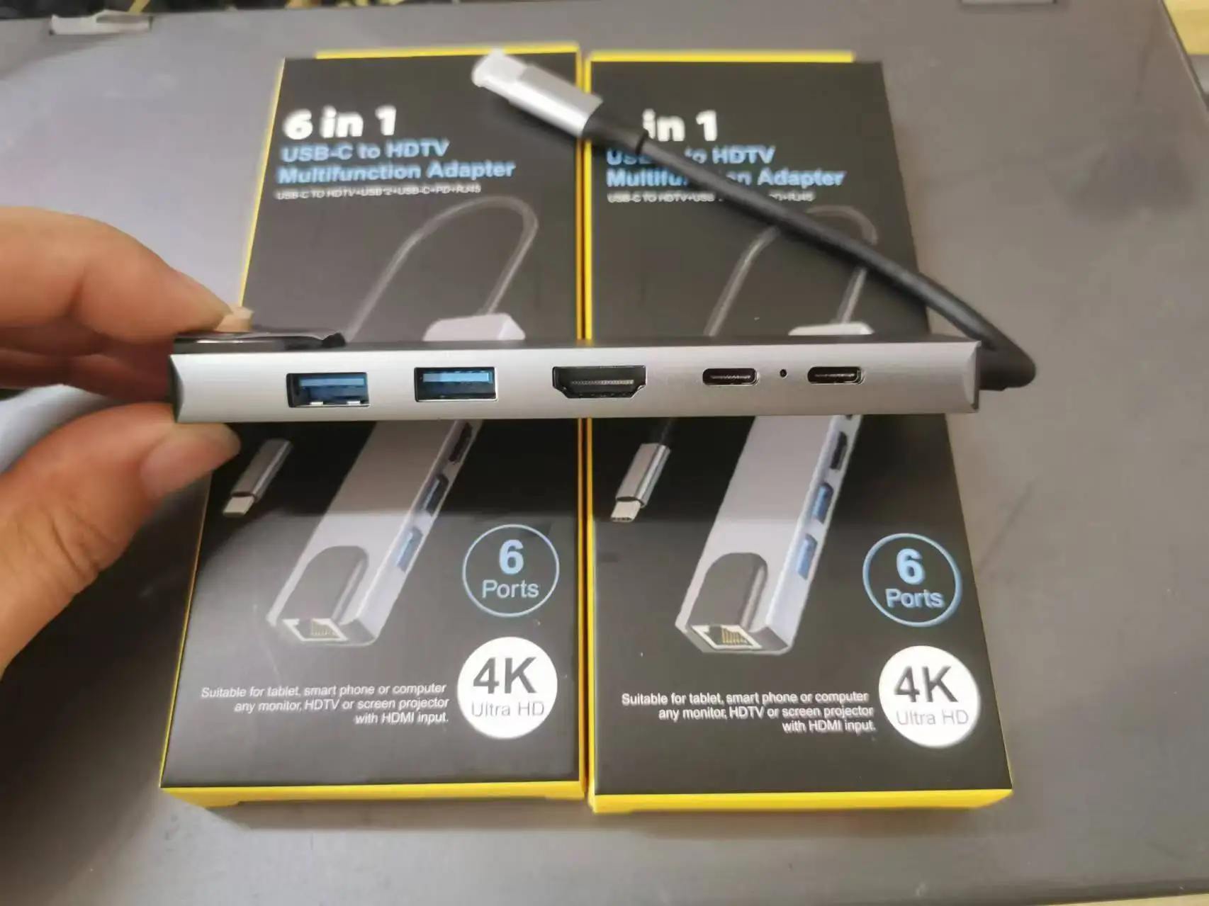 oem new 2024 rj45 c hub usb3.1 4k vga pd charging lightning cable usb hub india for computer phone pc