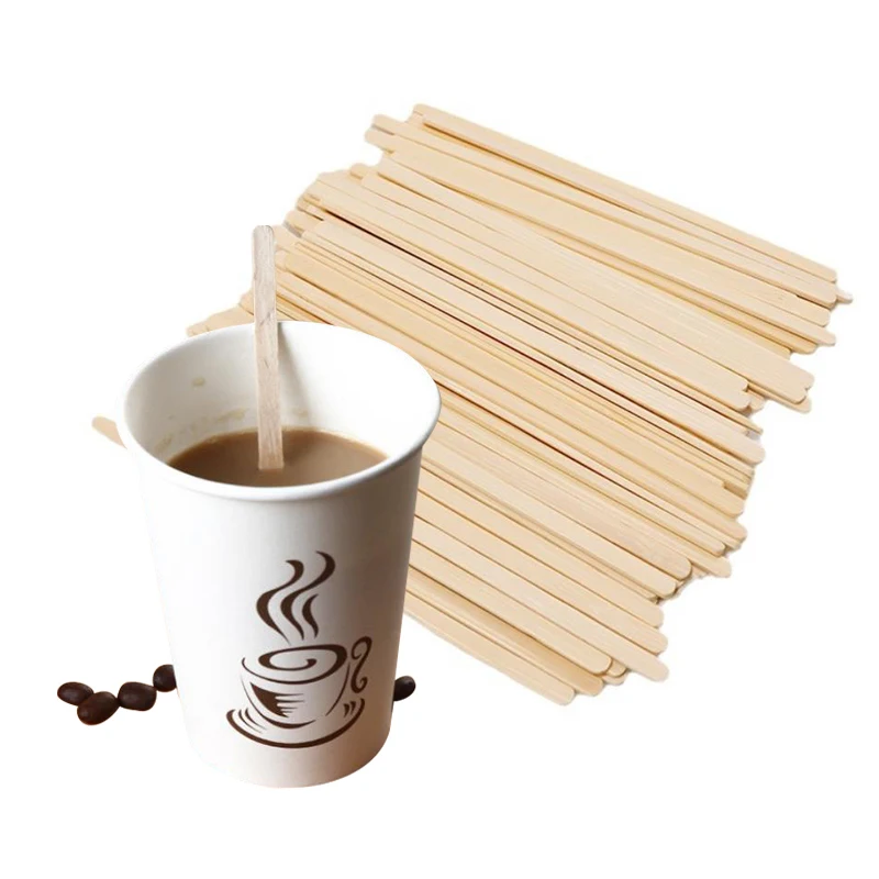 Coffee Stirrers Disposable Wooden Coffee Stir Sticks - Biodegradable Eco-Friendly Round-End  Wooden Stir Sticks