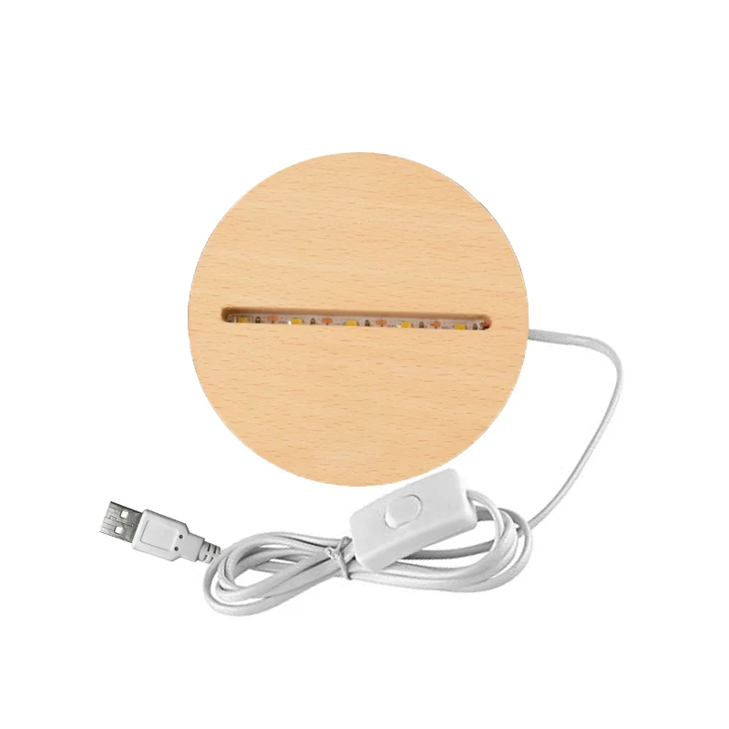 2021 polular factory Button switch 3d illusion warm light/acrylic led wooden Night light