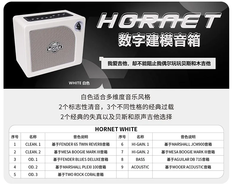 Портативная деревянная гитара Mooer Hornet 30i специальный динамик с искажением Bluetooth