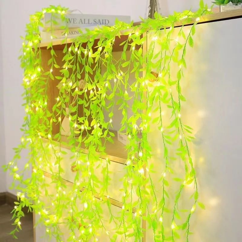 Home Room Decorations Small Vine Leaves Led Strip String Light with Remote Control 3x1m Twinkle 100 Led Window Curtain Lights