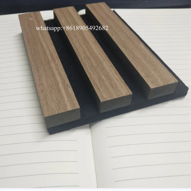 Mdf Slotted Acoustic Panel Soundproofing Panels Slat  Wood Akupanels PET Black Felt  Acoustical Panels