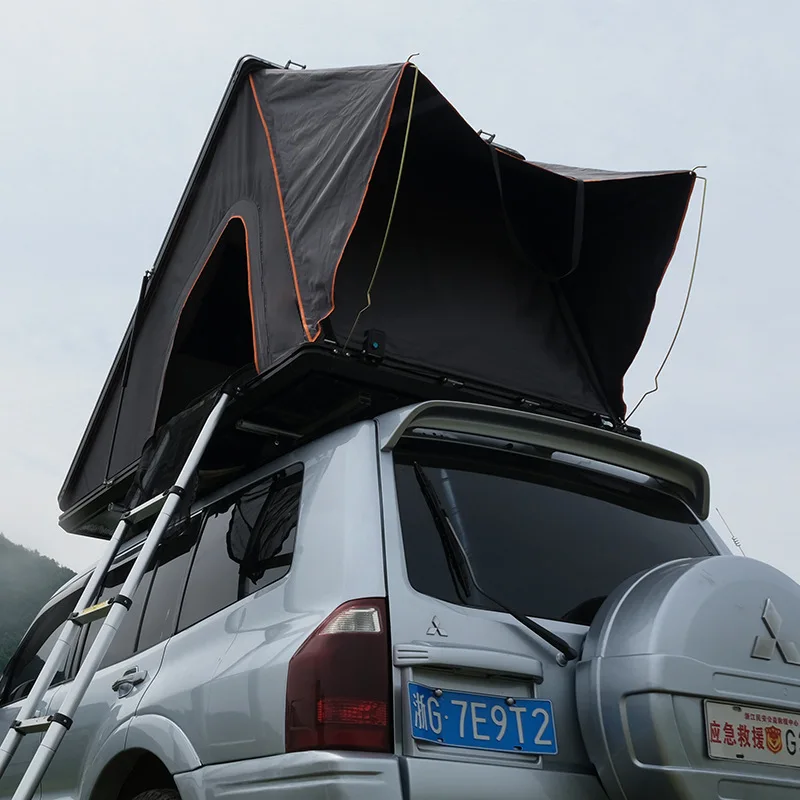Popular Camping Aluminum 4 Person Roof Top Tent Car Rooftop Tent Triangle Clamshell Hard Shell Top Roof Tent