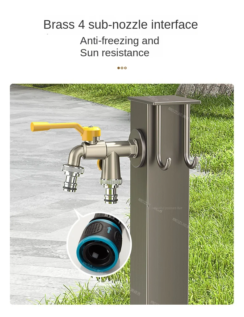 Wholesale 304 Stainless Steel 60cm Gun Gray Garden Villa Car Wash Outdoor Column Faucet With Spray Gun
