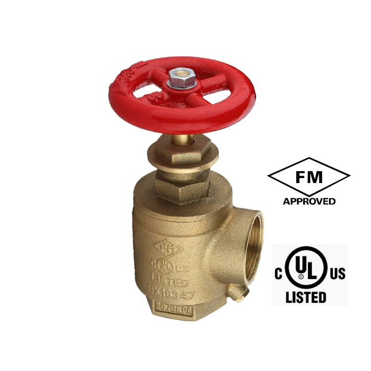 Factory price  FM UL  brass chrome 11/2'  inch   FXF Angle hose Female outlet firefighting equipment red painted  Include vent