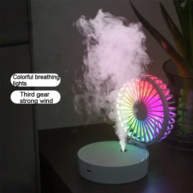 Portable Electric USB Rechargeable Desk Humidifier Fan Mist Foldable Ice Cooling Mini Table Fans