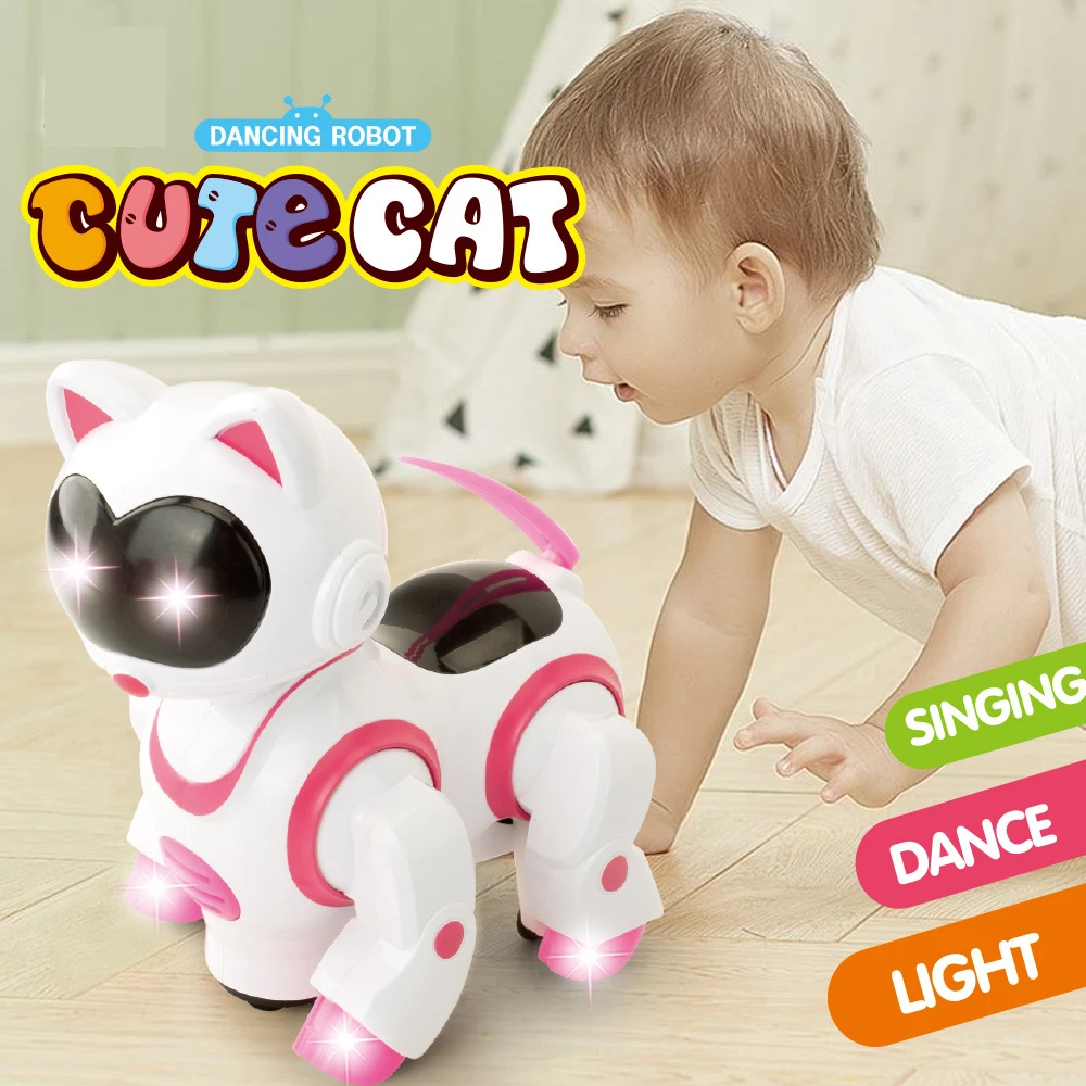 Newest RC cat robot universal walking cat dog sound light music dance intelligent cute pet cat