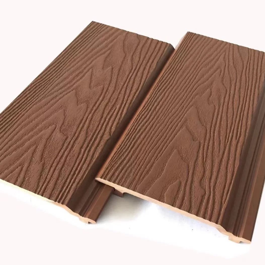 external wood plastic composite wall siding easy installation 3d embossed wpc slatted cladding panel for house building