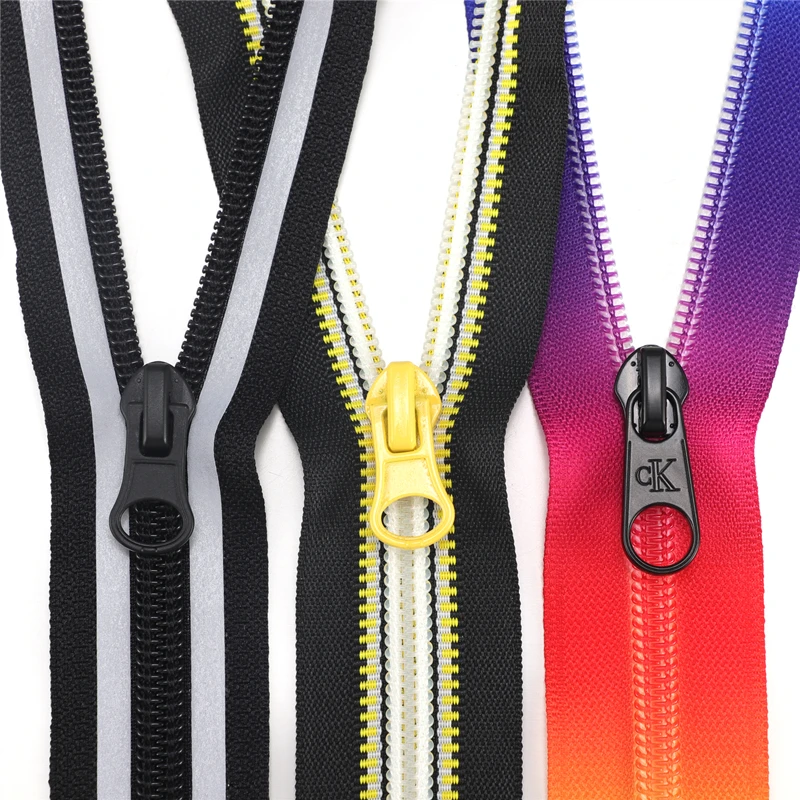 Manufacturer  Auto Lock #5 zipper Tape Bright Silky Light Gold Tooth Open-end Plastic Waterproof  Zippers
