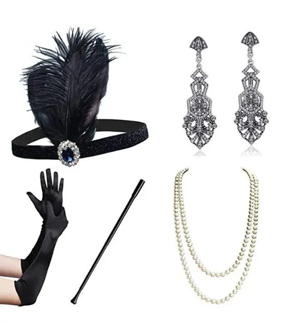 Vintage 1920s Flapper Headband Roaring 20s Great Gatsby Headpiece with Peacock Feather 1920s Flapper Gatsby Hair Accessories
