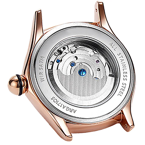 Luxury cow leather strap diamond skeleton waterproof lady mechanical  automatic watch