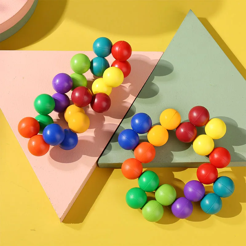 Hot Selling Kids Early Educational Colorful Ball Toy 3D Puzzle Assembly DIY Game Children Creativity Fidget Toys