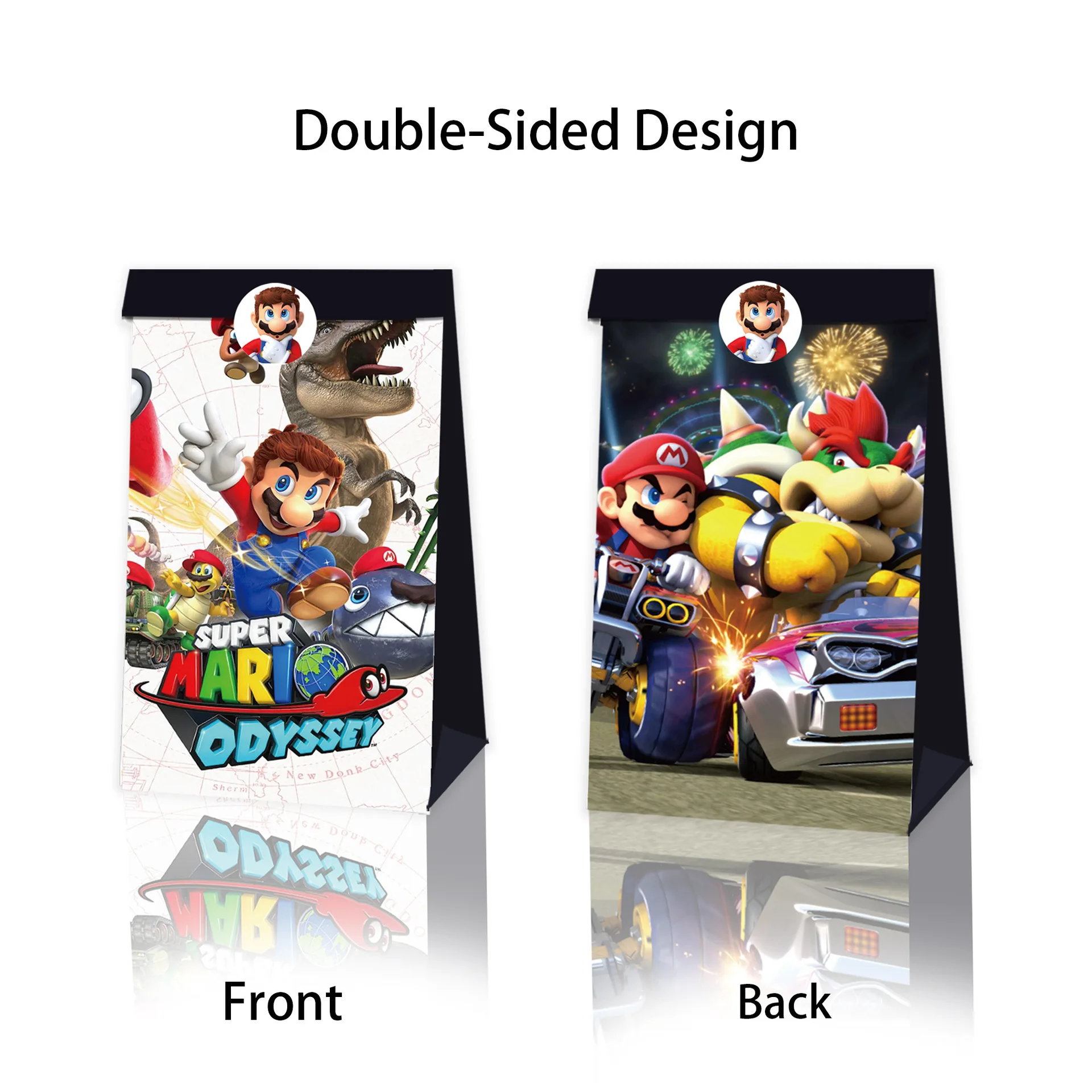 2023 Mario Candy Bag Toad Luigi Handbag 12pcs bags+18 stickers Mario START GAME OVER Sets Kraft Paper Gift Bag For Kids