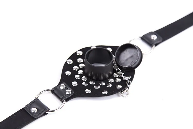 R Fetish Open Mouth Gag Harness Slave Bondage Adjustable PU Leather SM Oral Sex Deep Throat Mouth Gag BDSM Toys Roly Play