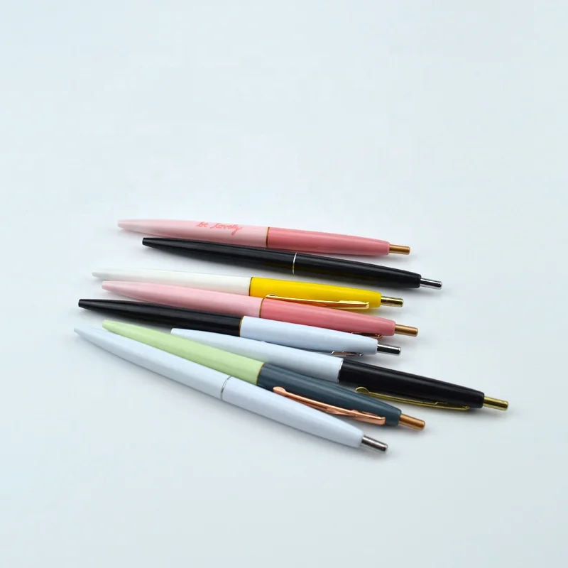 Cheap Advertising Promotional  Simple Personalized Transparent cheap blue plastic barrel ball pen with gold clip