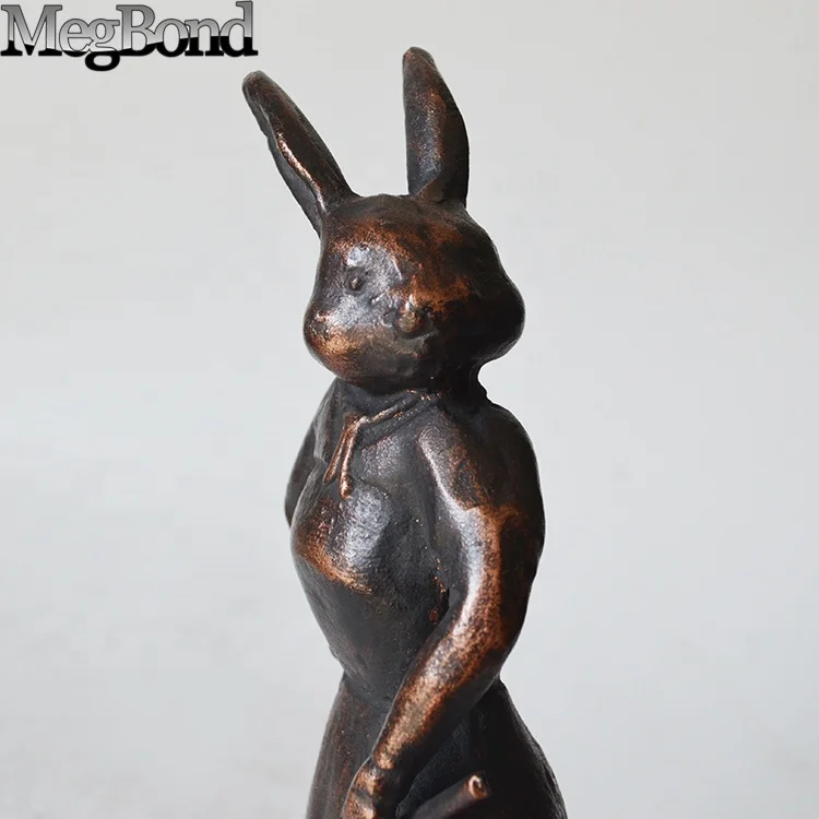 elegant lady rabbit golfer statue, Cute metal table top decoration