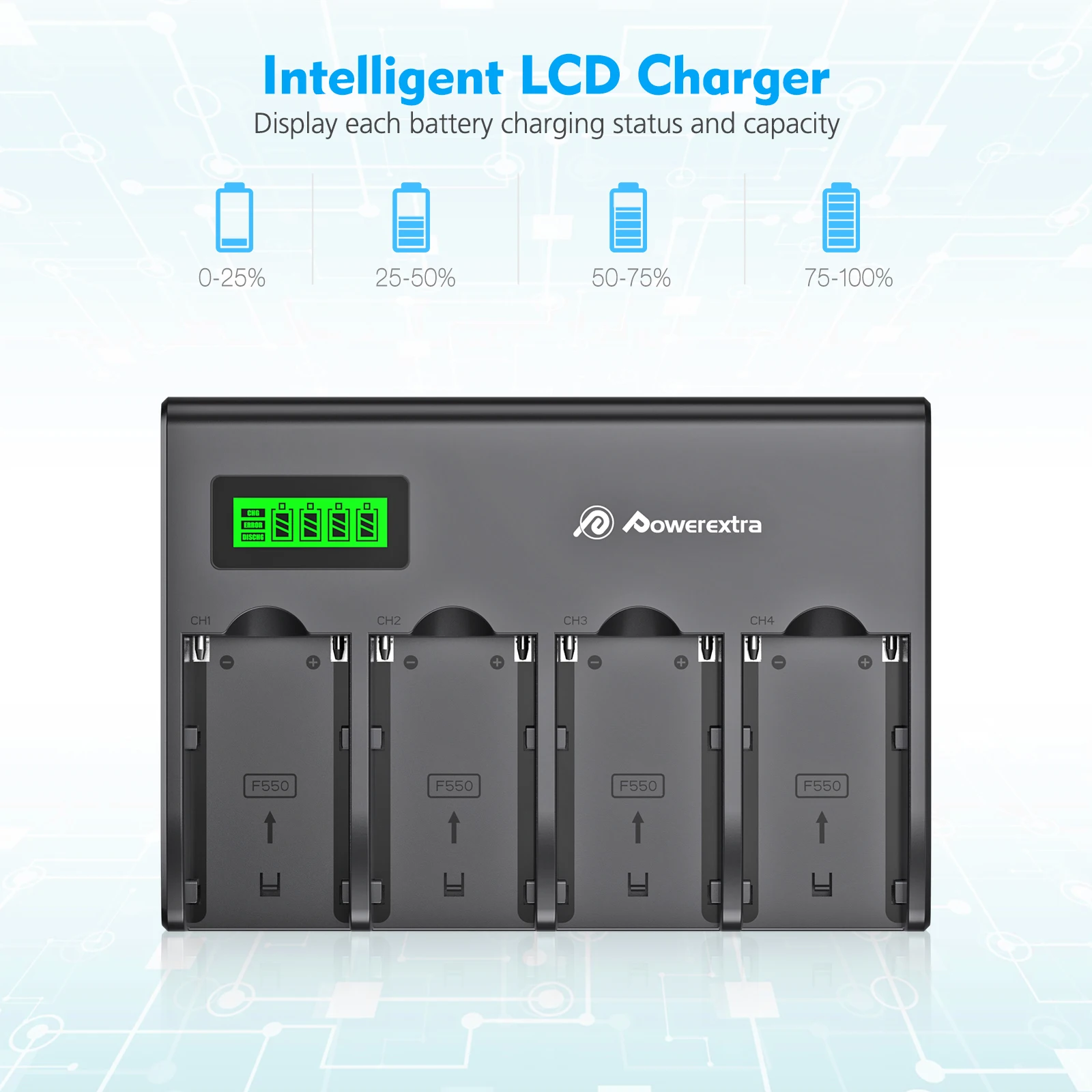 Universal 4 slot AC100-240V LCD Portable Digital Batteries Charger For So ny NP-F730 NP-F750 NP-F760 NP-F770