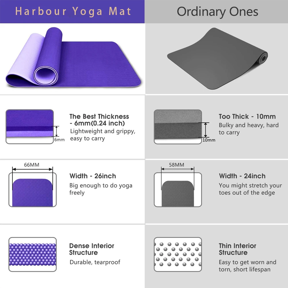 Harbour custom logo private label double color foldable tpe yoga mat
