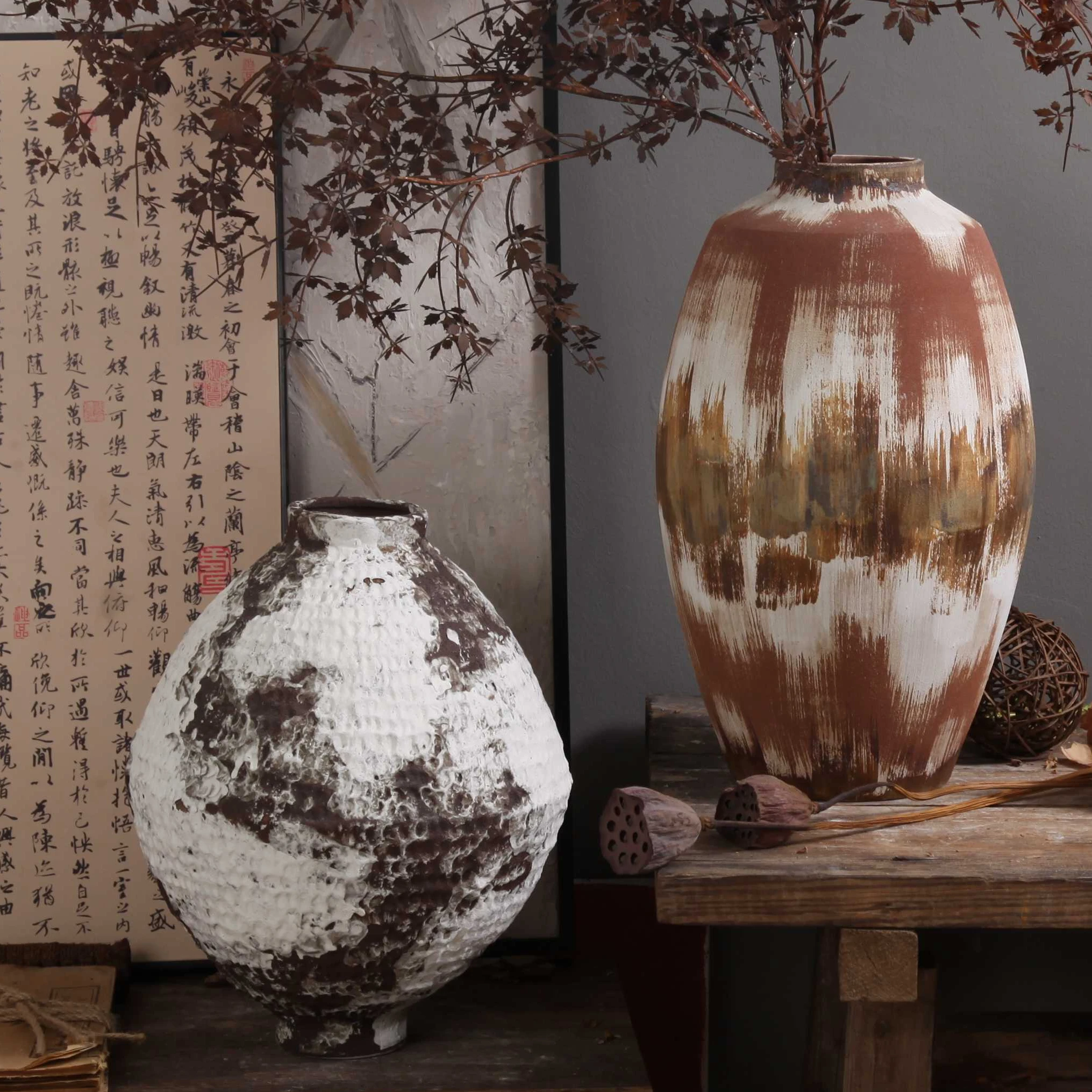 Rustic clay nordic style  home decor ceramic pottery vintage decorative terracotta flower vases for home decor