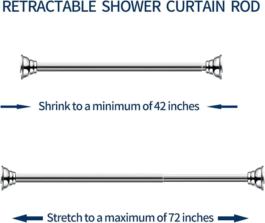 Bathroom Accessories 42 72 Inch Roman Pole Shower Tension Curtain Rod 25Mm Chrome