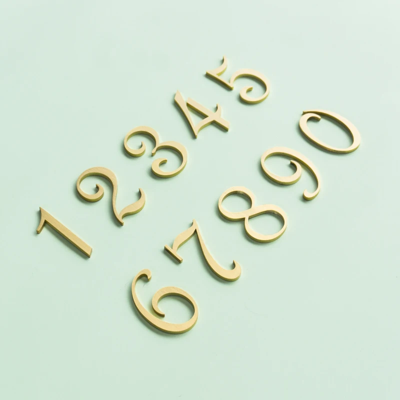 Qiansi WH-0024 Retro Decoration Brass Digital House Number and Letter Self-adhesive Creative Hotel Numbers and Letters Plate