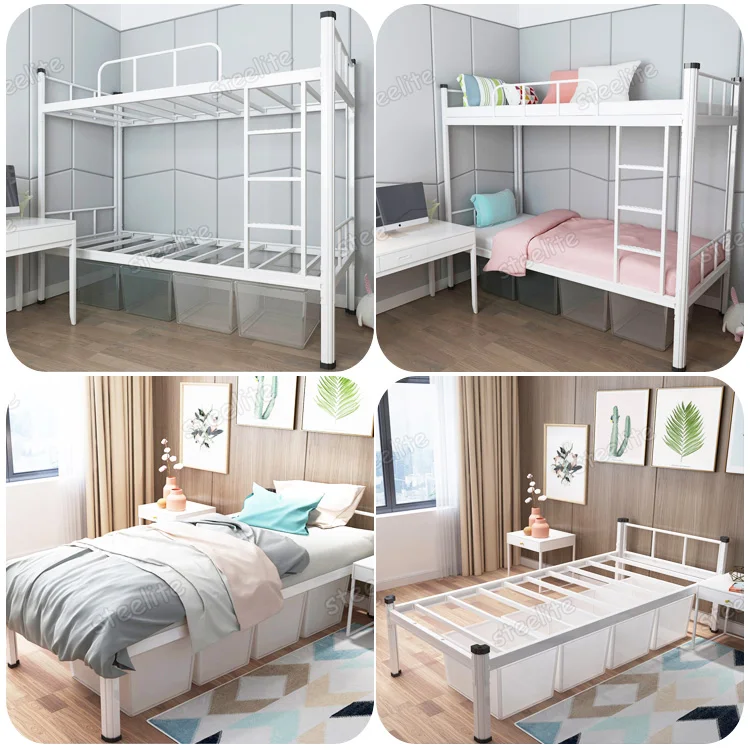 wholesale New design steel double decker single size Good quality heavy duty steel bunk bed