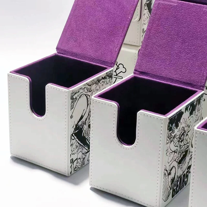 2 Boxes Leather Card Deck Box with 2 Dividers Large Size Fit 100+ Plus Single Sleeved Deck Box for Collectible Cards