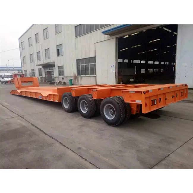 cheap price transportation 3 axles detachable goose neck lowbed semi trailer trucks tractor trailer 40ft low bed for sale