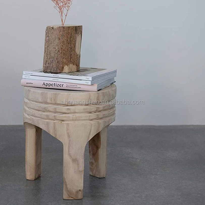 Log Wooden Bed Side Stools Wood Stump Stool Natural Solid Wood Side Table For Home