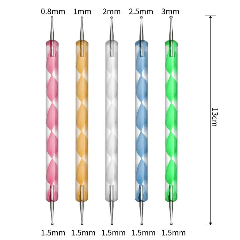 
5 PCS Double-Headed Point Drill Pen Nail Manicure Art Dotting Decoration Tools Pen 
