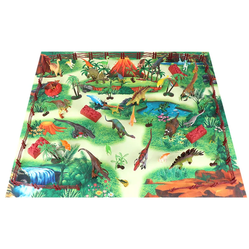 JXB Animal Model Mat & Trees Waterproof and Thin Educational Realistic Dinosaur Toys Play Set For Kids