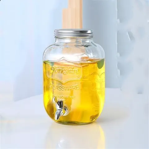 4L 5L 8L 10L  Glass Mason Jar Big Volume Juice Glass Drink Beverage Dispenser With Tap for Home Brewing Water Juice Barrel