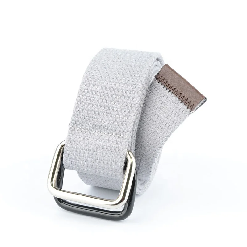 Fashion Double D Ring Buckle Men Women Student Webbing Canvas Belt without Holes
