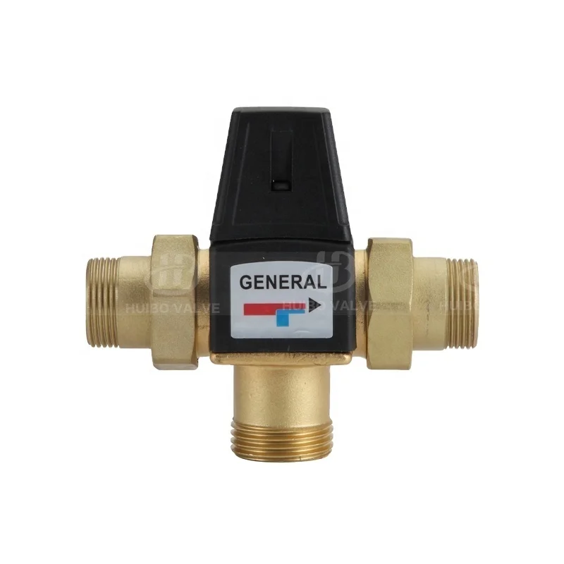 Brass solar thermostatic mixing valve with fittings