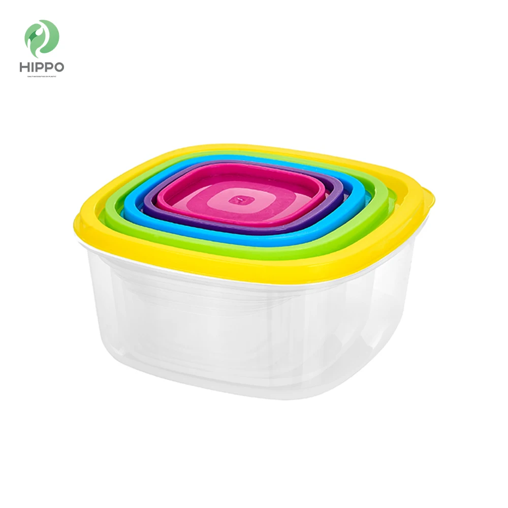 Custom 7pcs rainbow food storage plastic rainbow box hard plastic storage box