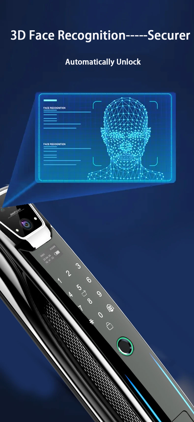 New Model S937Max Face ID Recognition Video Calling Smart Lock Intelligent Xhome WiFi Fingerprint Code Card Smart Home Lock Door