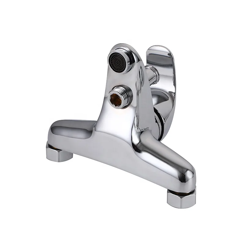 Высококачественный серебристый крашеный однорычажный настенный смеситель для ванны с термостатом