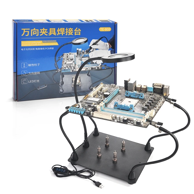 Fixed fixture 10x illumination welding fixed laying aid fixture phone repair tool magnifying glass welding stand with lamp