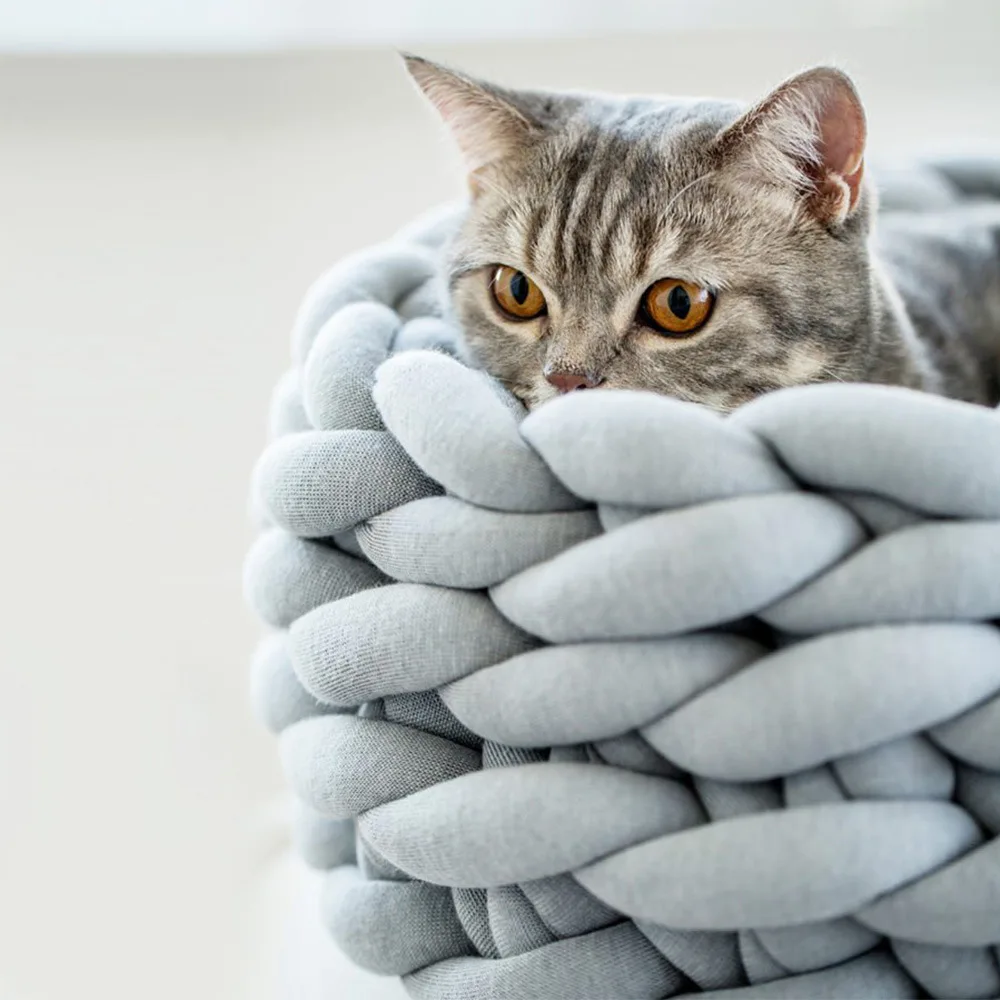 INS Hot Sale Luxury Dog Bed Creativity Foldable Pet Products Colorful Wicker Pet bed cat
