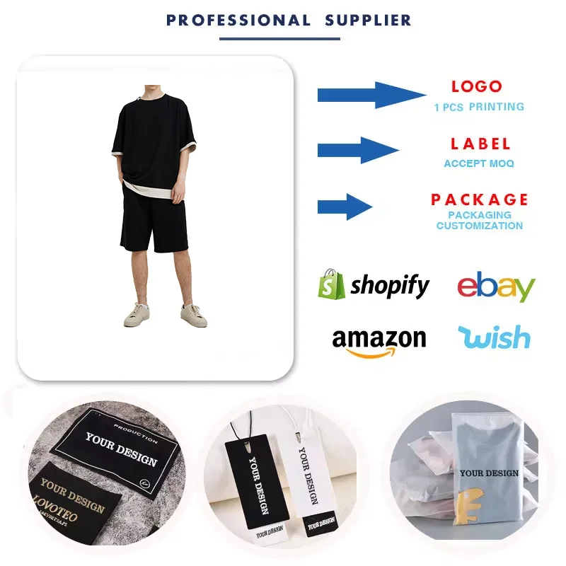 Custom Luxury  Summer Shorts Set Men Streetwear Casual Men Two Piece Set Shorts T Shirt And Shorts Set For Men