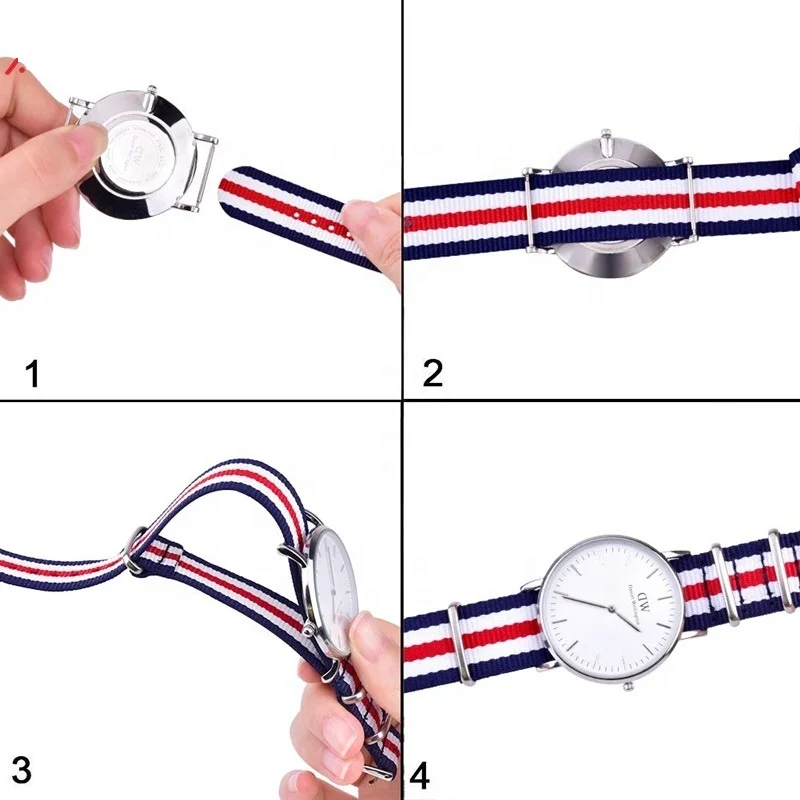 OEM Custom 12mm 14mm 16mm 18mm 20mm 22mm 24mm Striped  Strap Nylon Watch Band