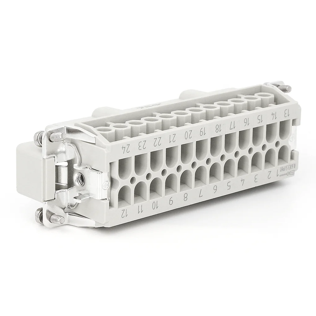 HE-024 Waterproof 16A 24 Pin Male Insert Heavy Duty Rectangular Connector Plug Waterproof 09330242601 replace harting han series