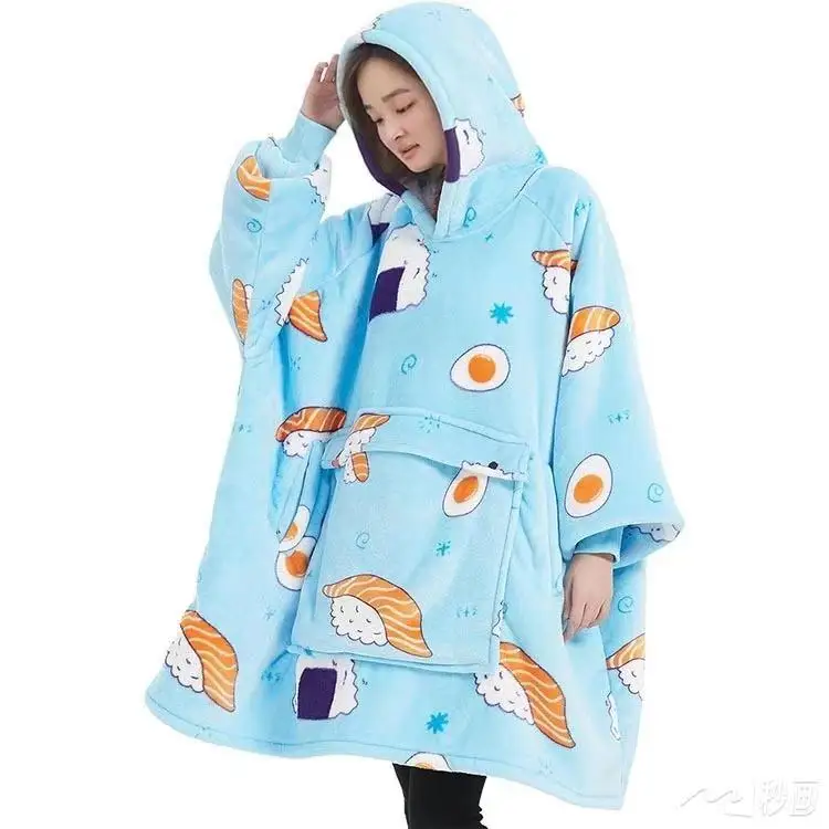 Домашний текстиль Китай с капюшоном носимая Толстовка на заказ фланелевая шерпа оверсайз одеяло толстовка с капюшоном