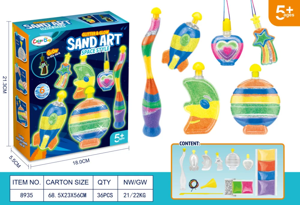 Cross-border hot selling children creative luminous DIY color sand bottle handmade sand painting educational toys