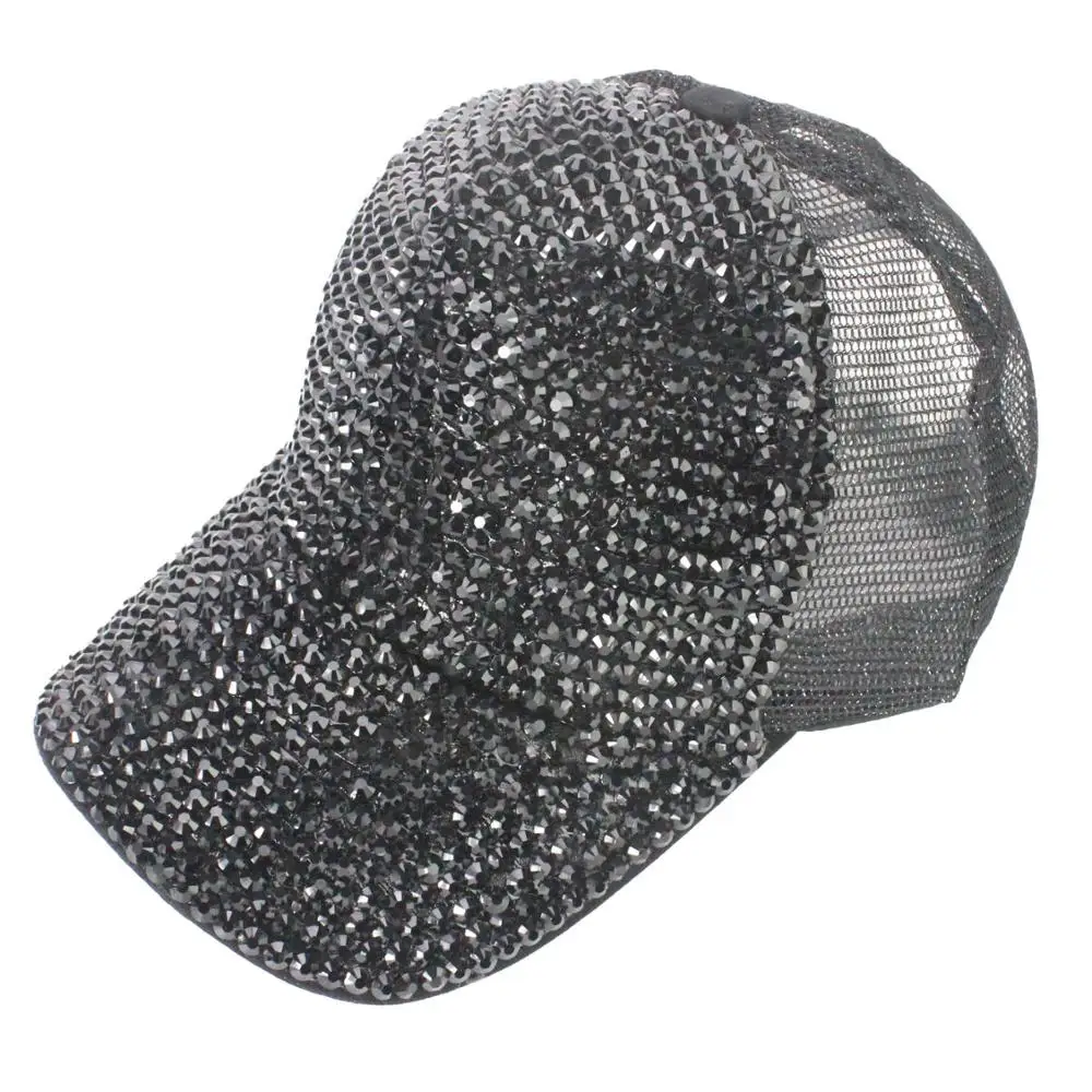 Shining Adjustable Tennis Sun Visor Hats Outdoor Leisure Gorras Stage Full Rhinestone Baseball Caps